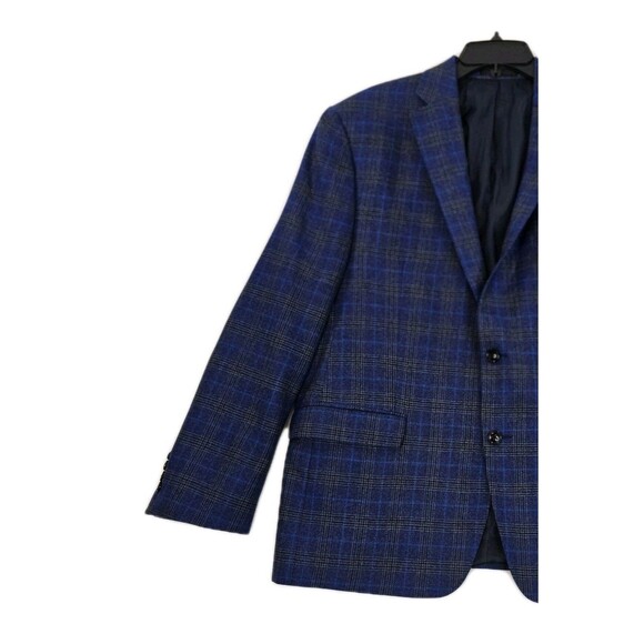 TailoRED Sports Blazer Mens 46R Blue Plaid Reda Italian Wool Made in Canada - Picture 4 of 16